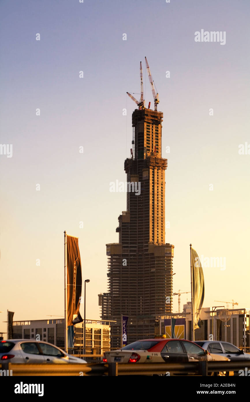 Dubai Burj Dubai in costruzione edificio più alto del mondo Foto Stock