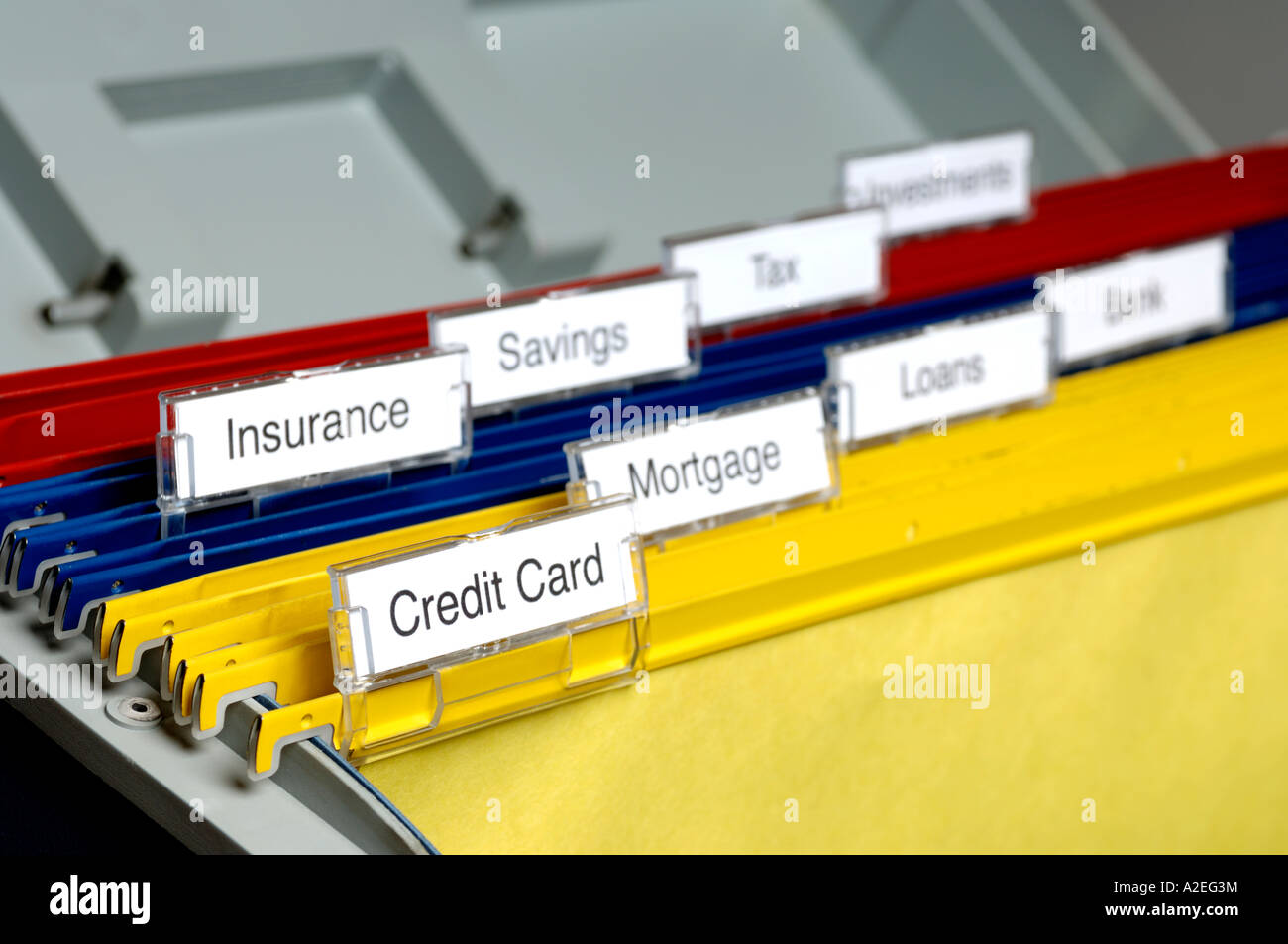 Home file schede indice Foto Stock