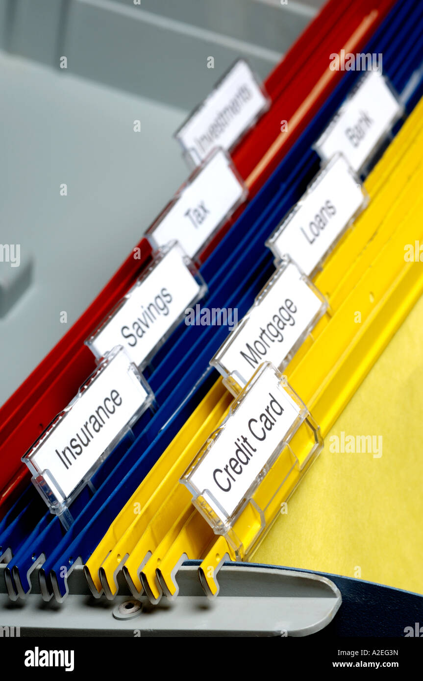 Home file schede indice Foto Stock