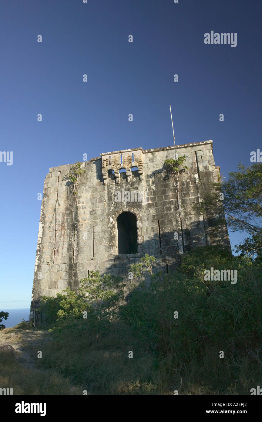 FWI, Guadalupa, Grande Terre, Les Saintes, Terre de Haut: Lookout Tower in cima Le Chameau Peak Foto Stock