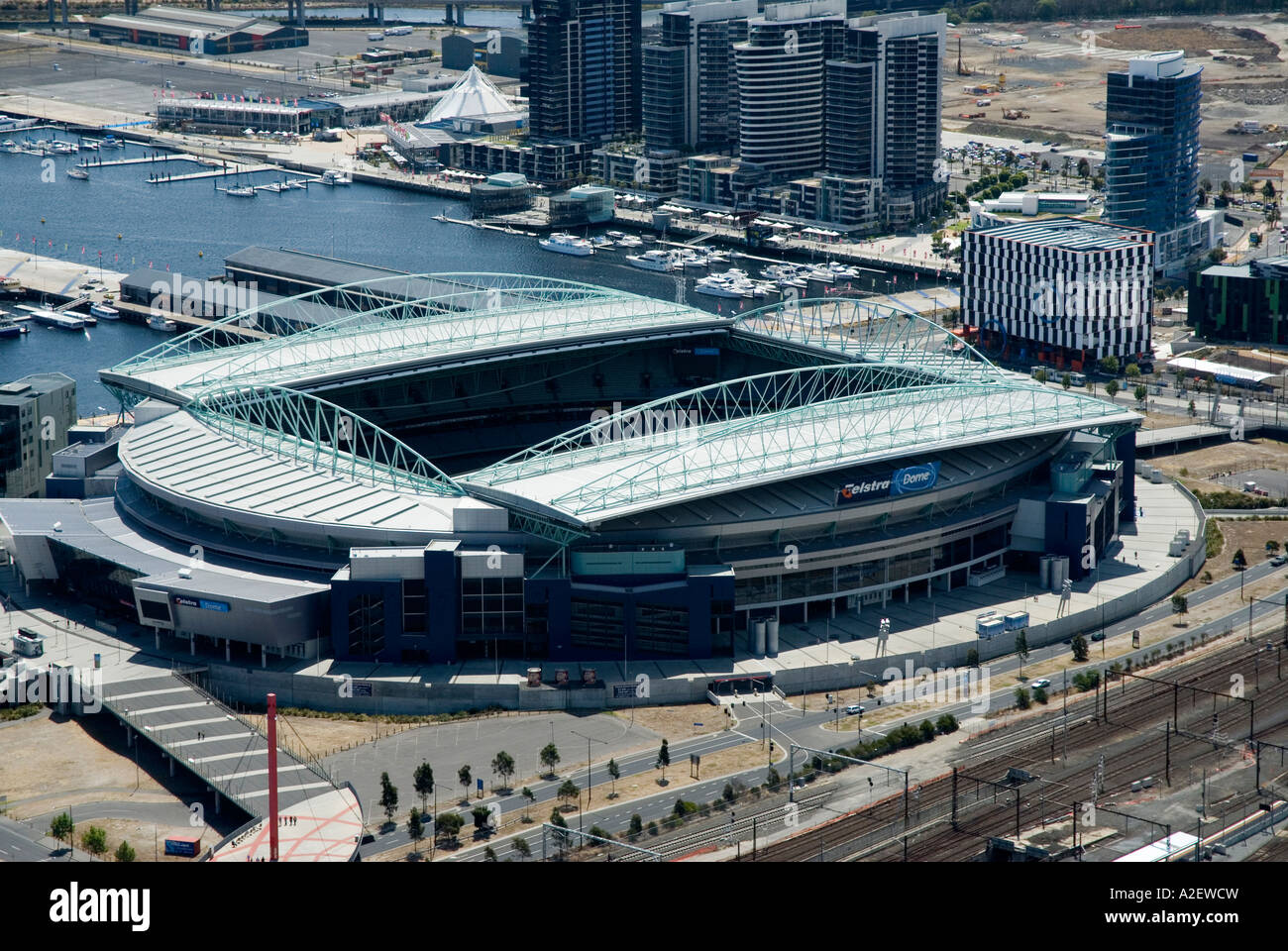 Il Telstra Dome visto dal Melbourne Observation Deck Rialto Victoria Australia Foto Stock