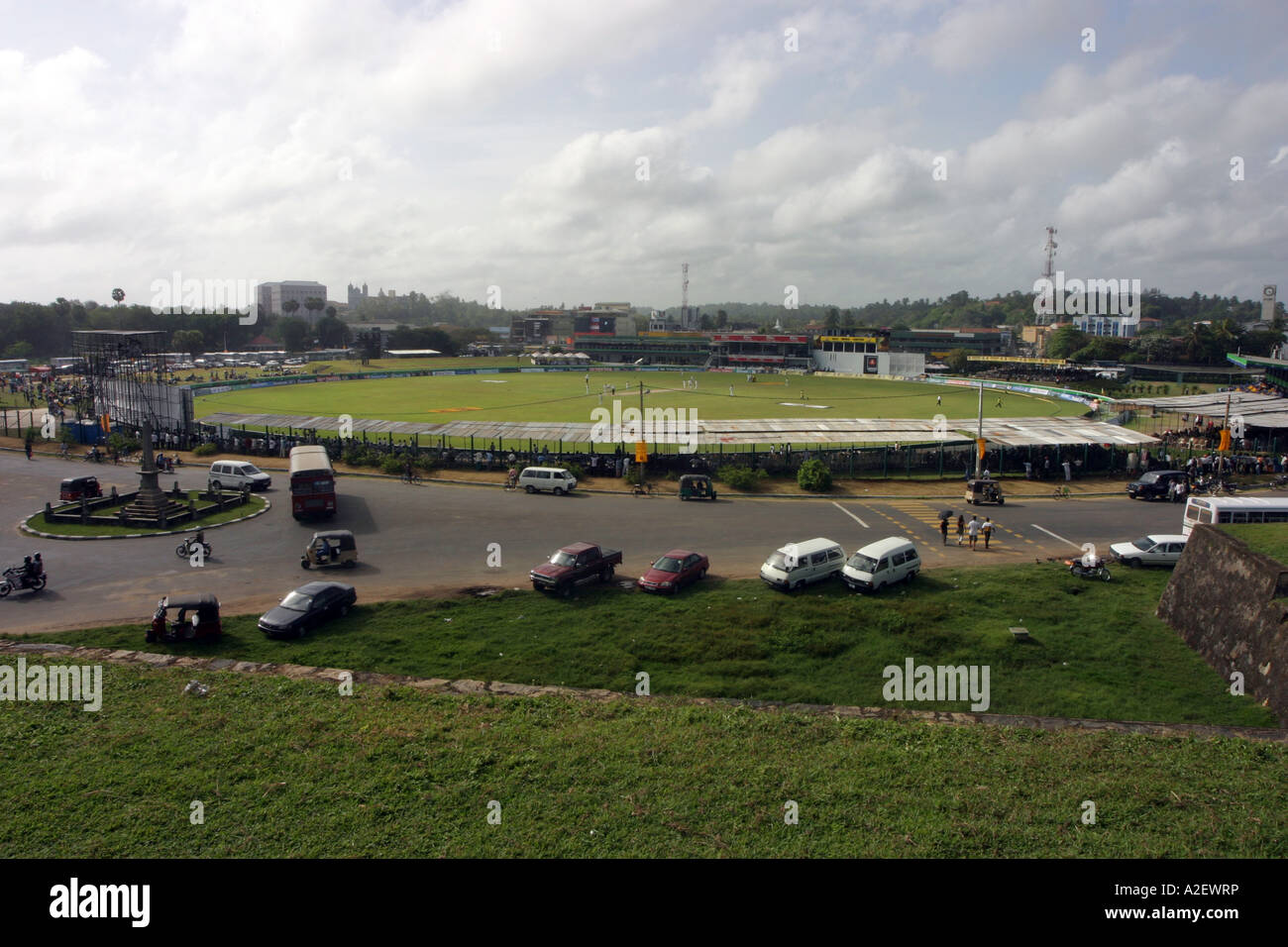 Una vista della nazionale di Cricket Ground, Galle, Sri Lanka nel 2004, prima dello tsunami Foto Stock