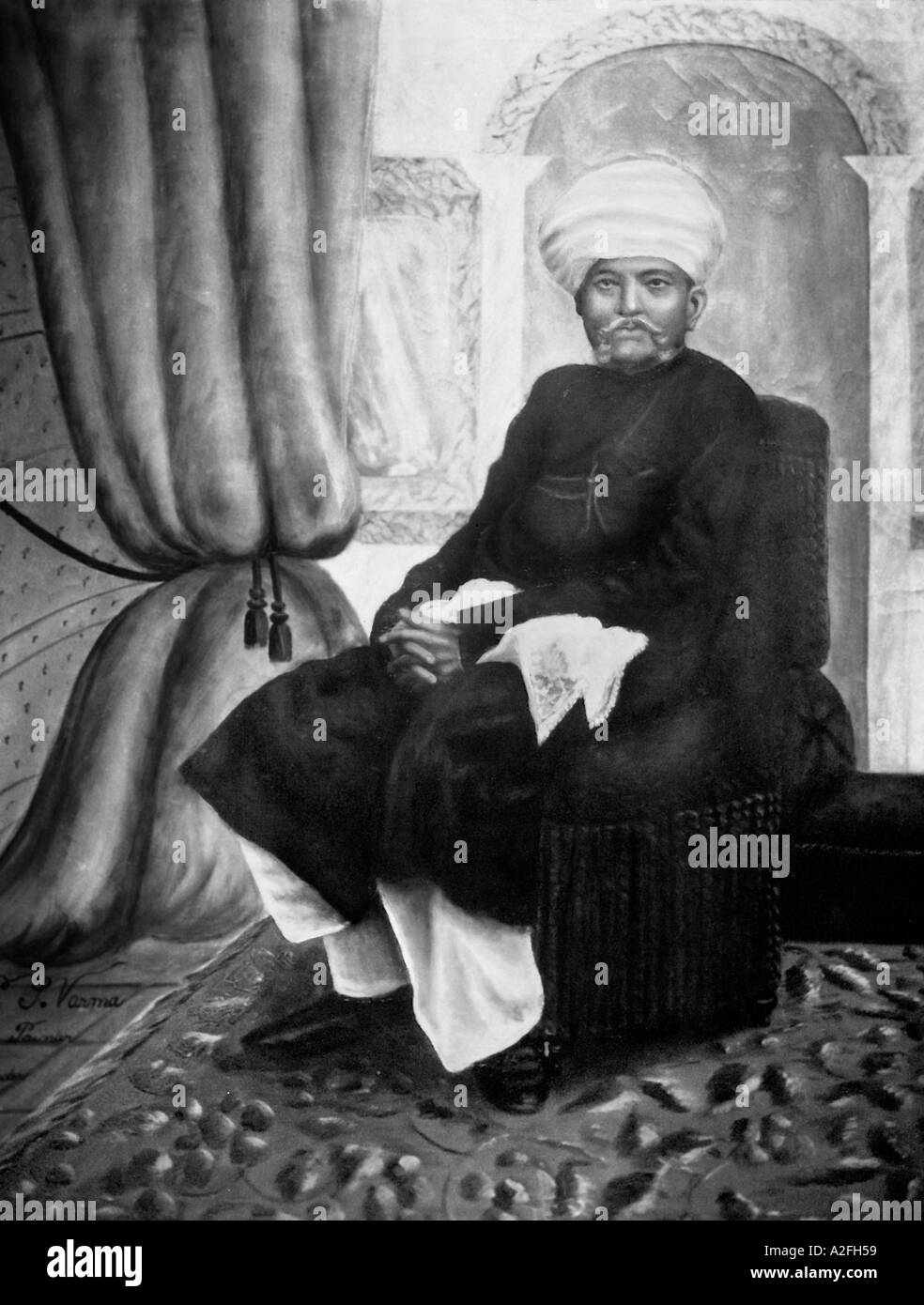Mahatma Gandhi padre Karamchand Gandhi studio ritratto India vecchia vintage 1880s foto Foto Stock