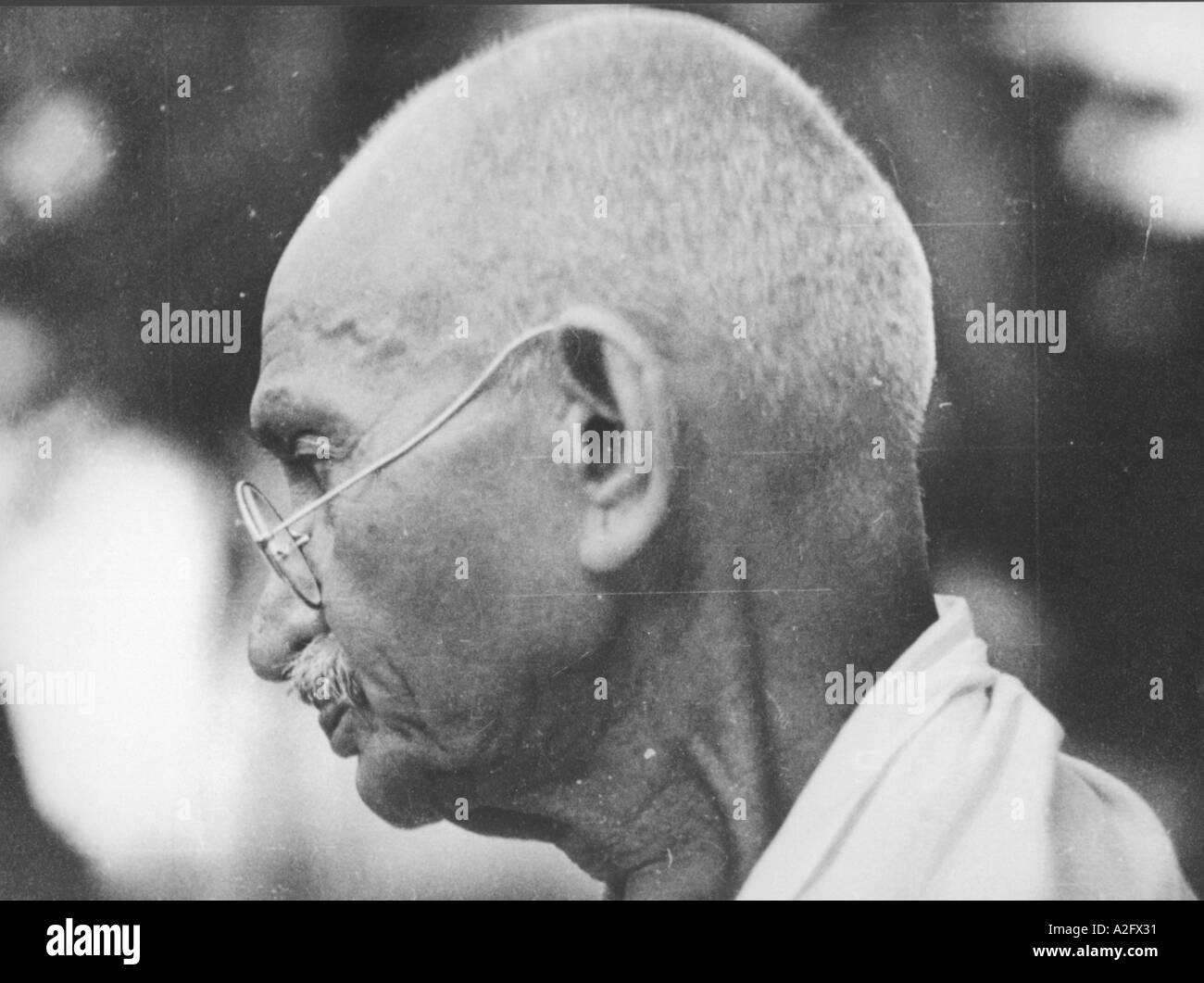 Mahatma Gandhi profilo ritratto India 1945 Foto Stock