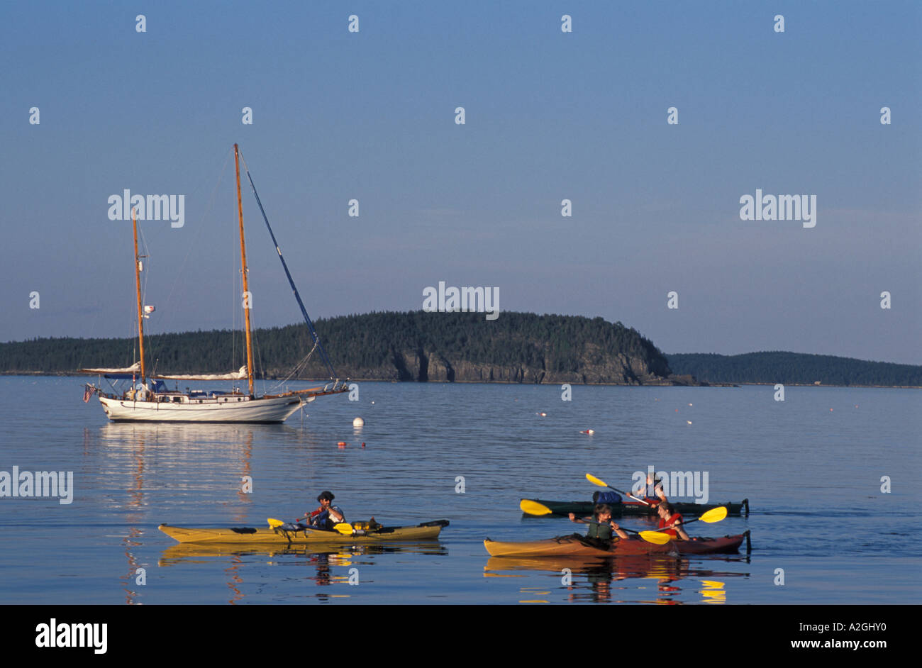Fare kayak in Bar Harbor. Il porcospino isole. Foto Stock