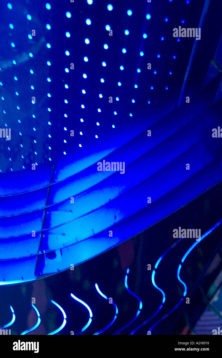 Pattern pattern astratti luci punti sfondo blu ondulate linee parallele Foto Stock