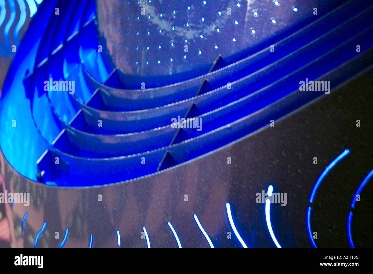 Pattern pattern astratti luci punti sfondo blu ondulate linee parallele Foto Stock