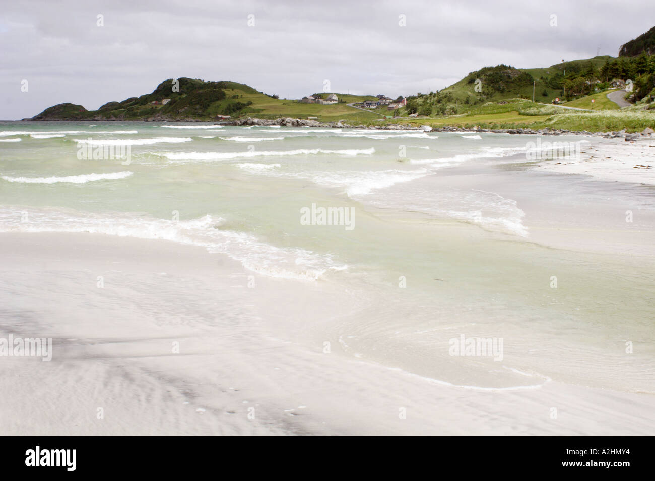 Refviksanden beach, Vagsoy Isola, Sogn og Fjordane, Norvegia Foto Stock