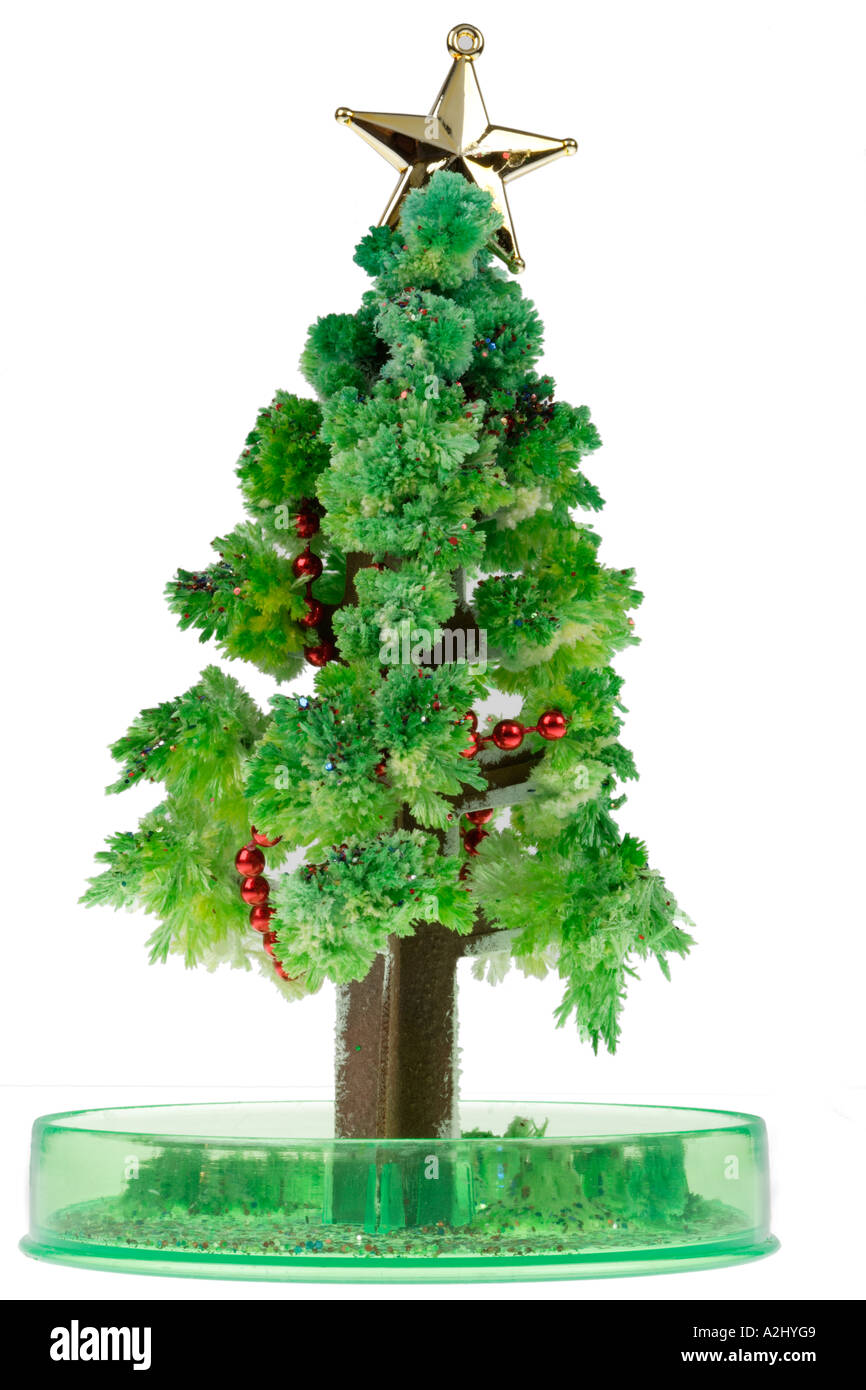 Crescere il proprio cristalli albero di Natale Foto Stock