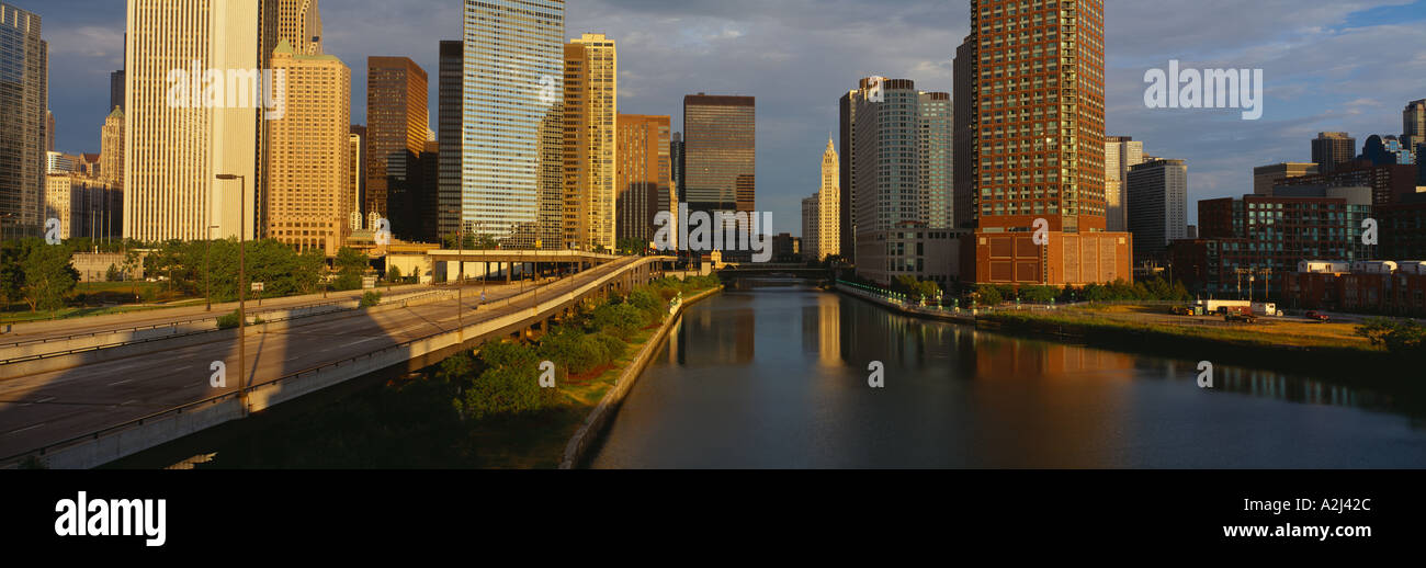 Chicago River da Lake Shore Drive Illinois Foto Stock
