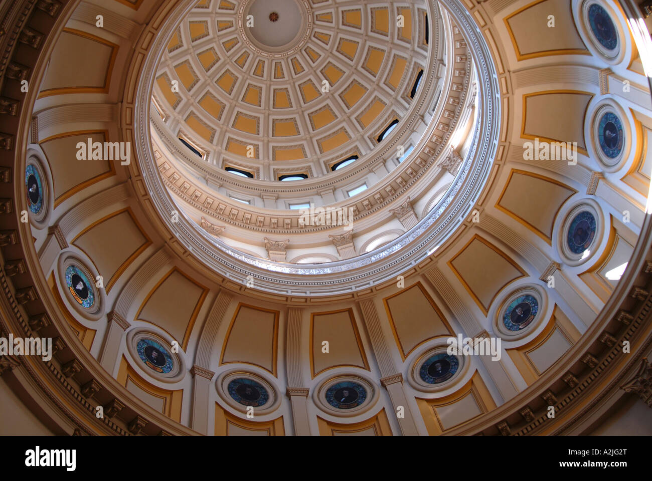 Vista interna della cupola del Colorado State Capitol Building, Denver, Colorado, Stati Uniti d'America. Foto Stock