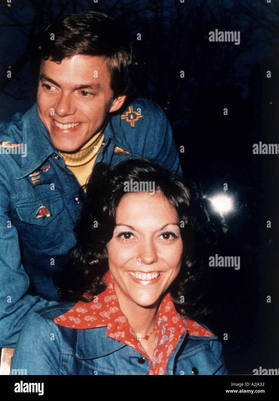 Carpentieri 1970 s noi gemelli duo musicale Karen e Richard Carpenter Foto Stock