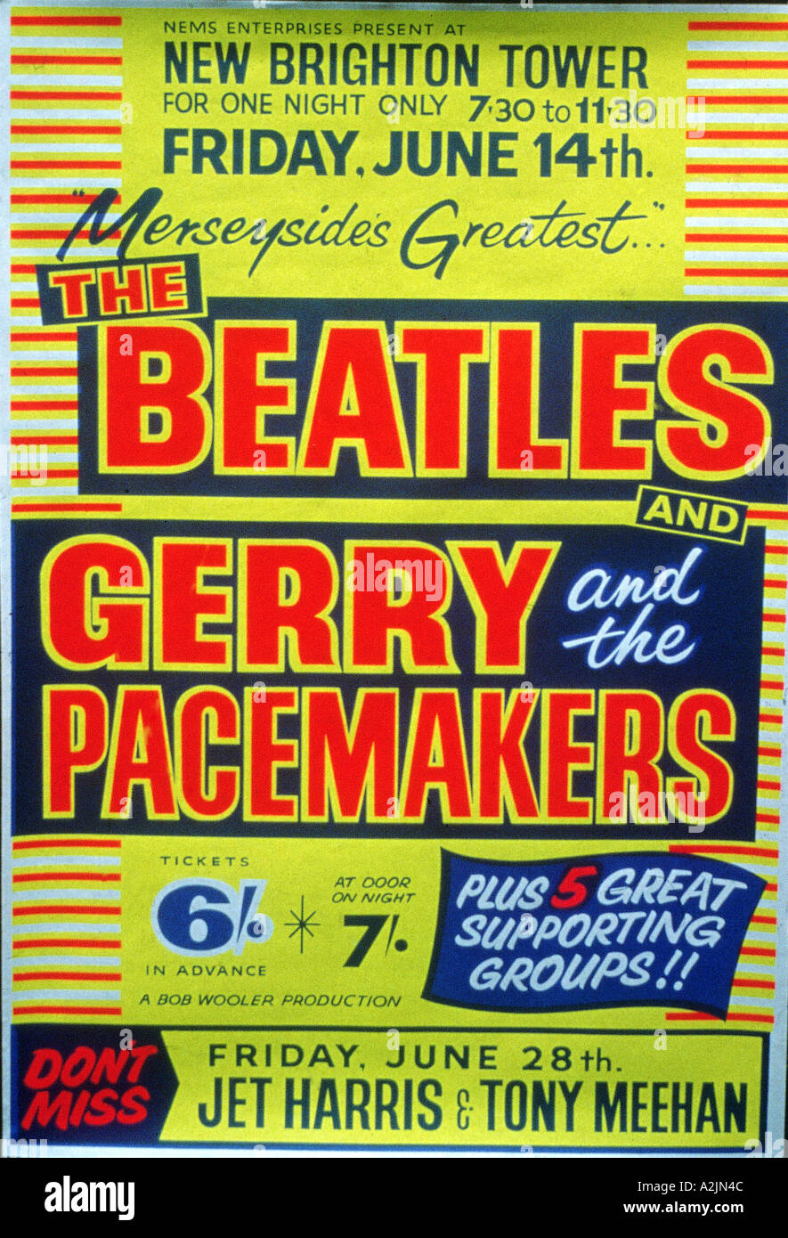 BEATLES Poster per giugno 1962 mostra a Brighton Inghilterra Foto Stock