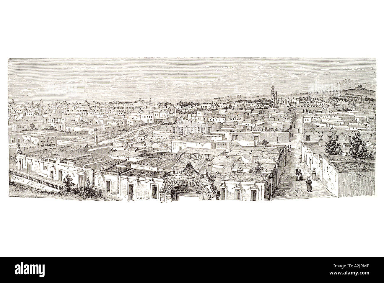 Puebla de los Angeles Messico città messicana angelo nord America Zaragoza angelopolis Tlaxcala spagnolo coloniale church road Foto Stock