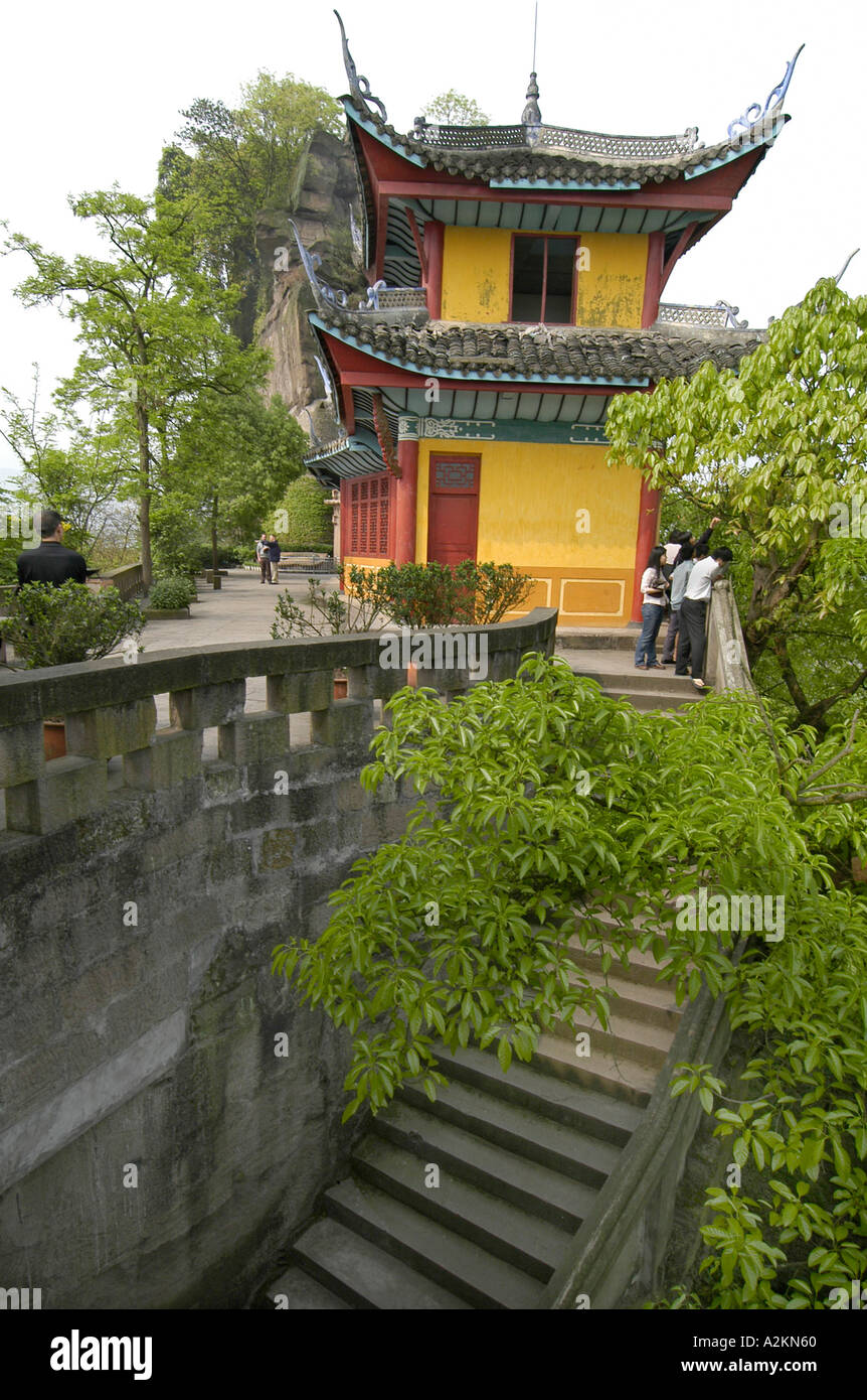 Dettaglio del Shibaozhai tempel costruito sulle rocce Foto Stock