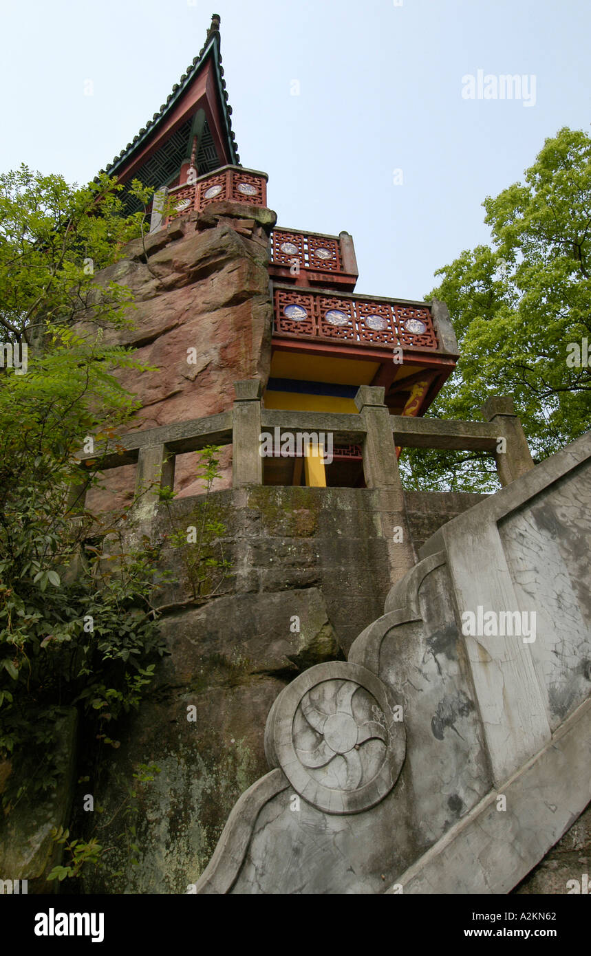 Dettaglio del Shibaozhai tempel costruito sulle rocce Foto Stock