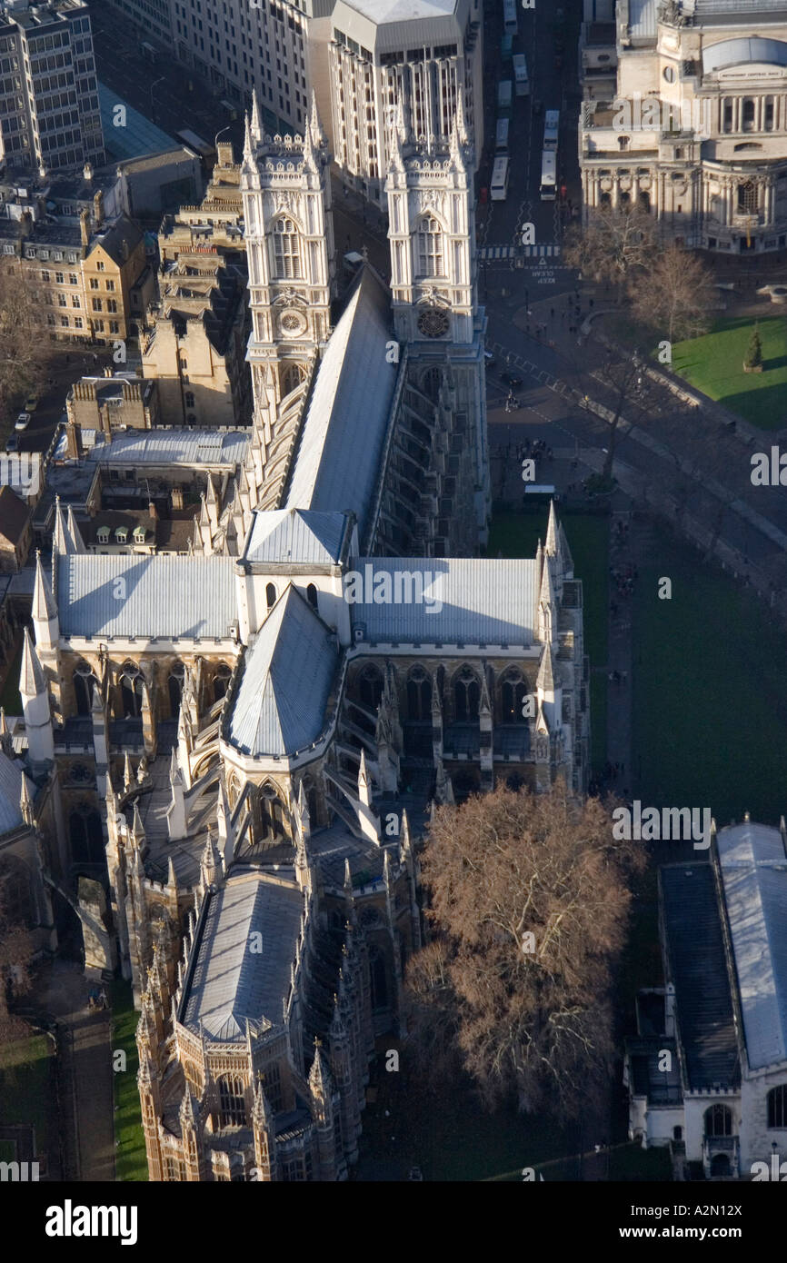 Vista aerea di Westminster Abbey in piazza del Parlamento di Londra Foto Stock