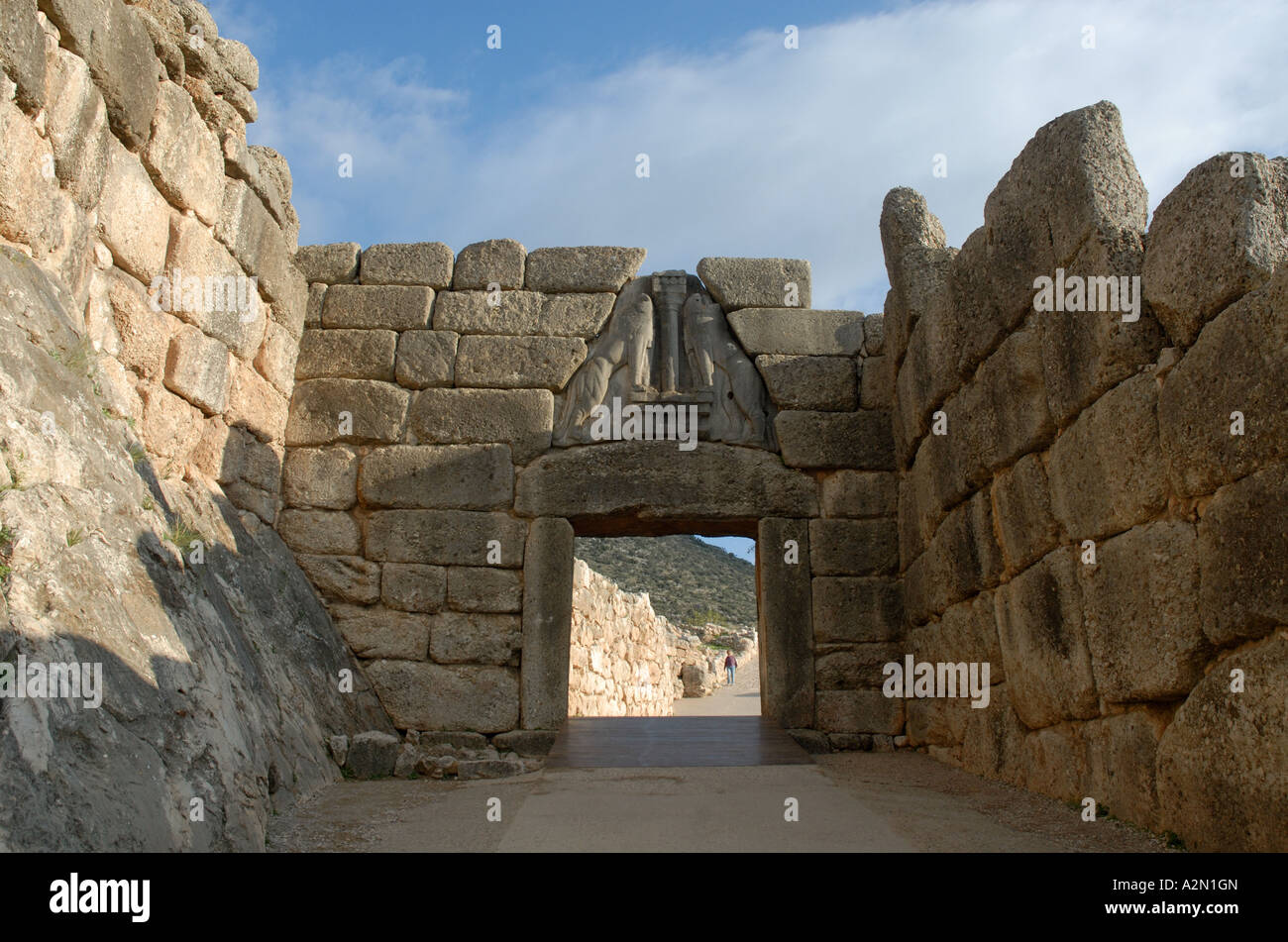 Lion Gate, cittadella di Micene, Grecia Foto Stock
