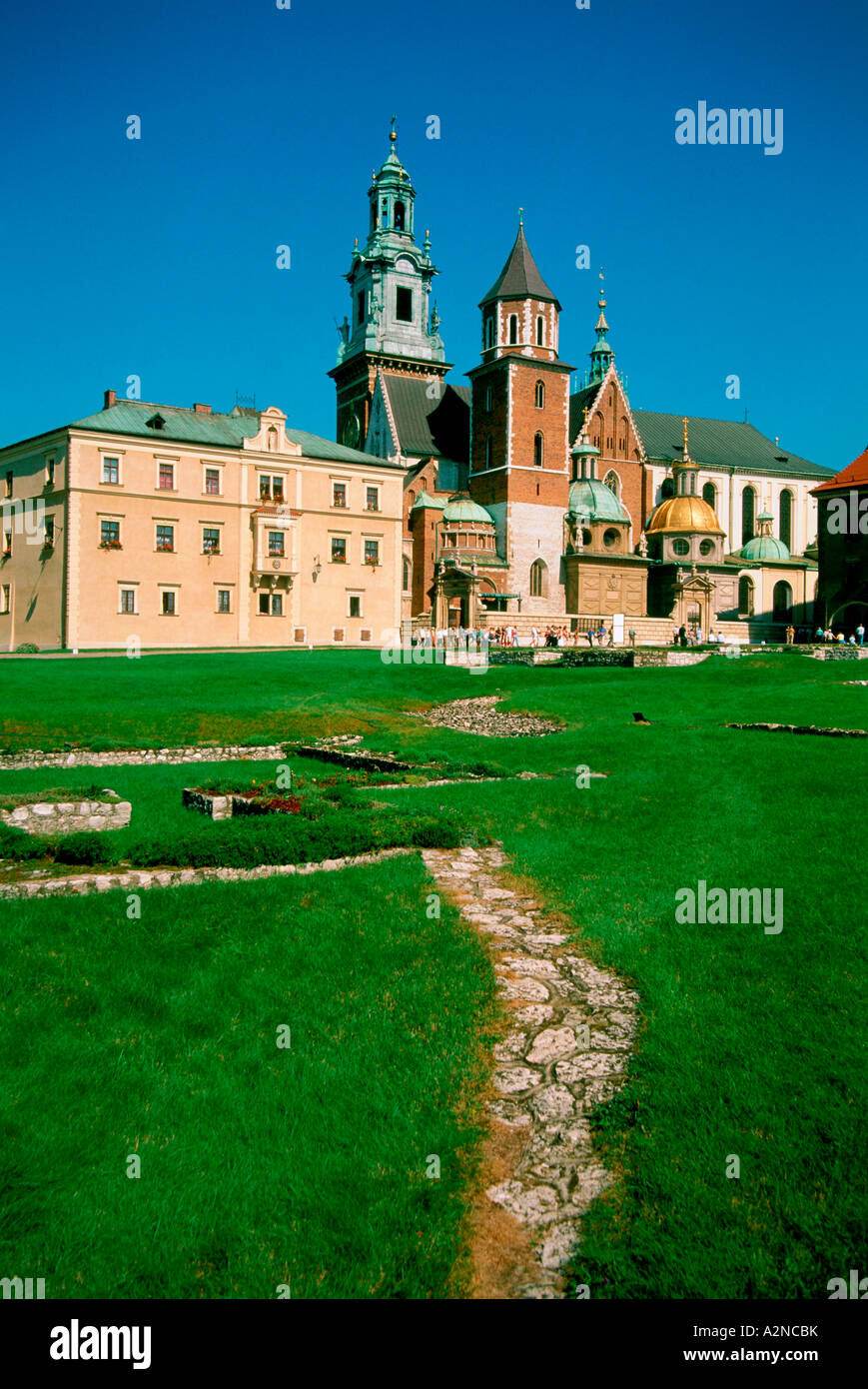 Corsia in font del castello, il castello di Wawel, Cracovia in Polonia Foto Stock