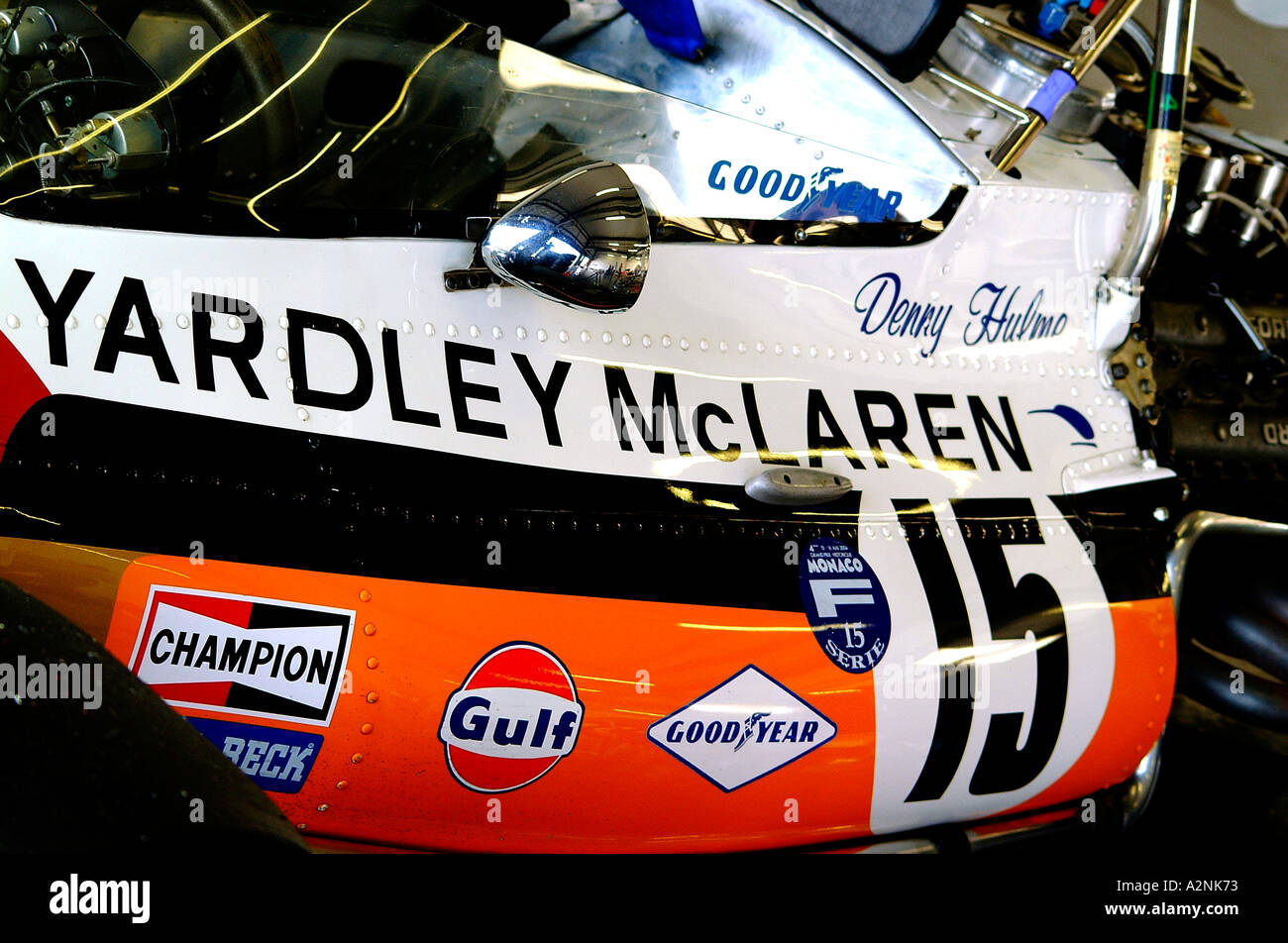 Maclaren storica formula one racing car Foto Stock