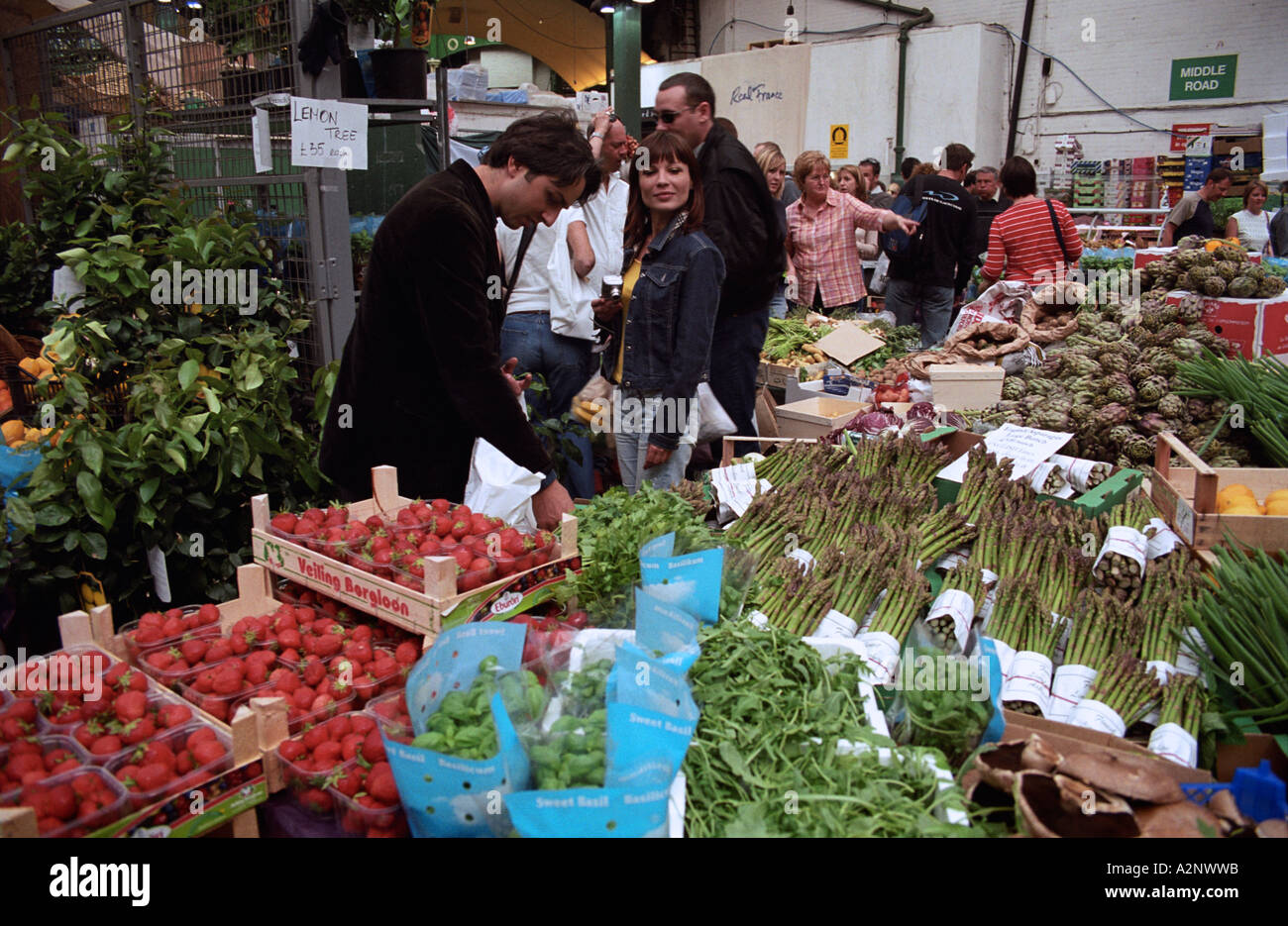 Regno Unito, Inghilterra, Londra. La frutta e la verdura in stallo Borough Market Foto Stock