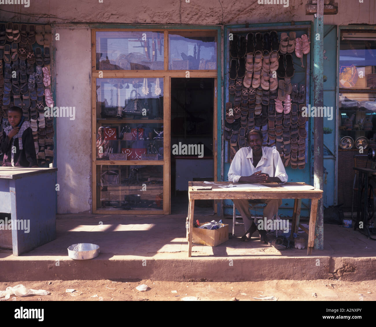 Sudan Khartoum shop street Foto Stock