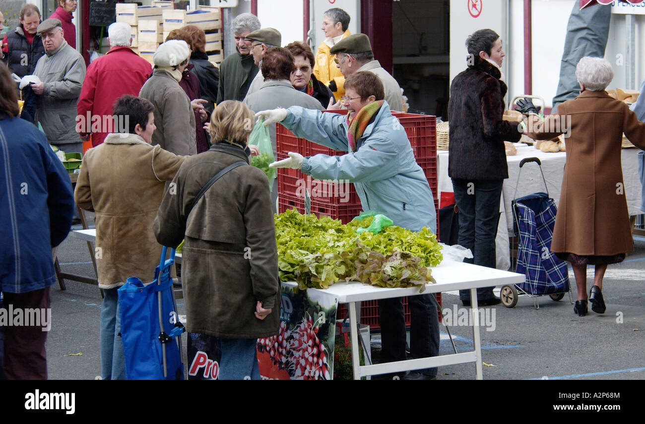 Mercato in Parthenay, Francia Foto Stock