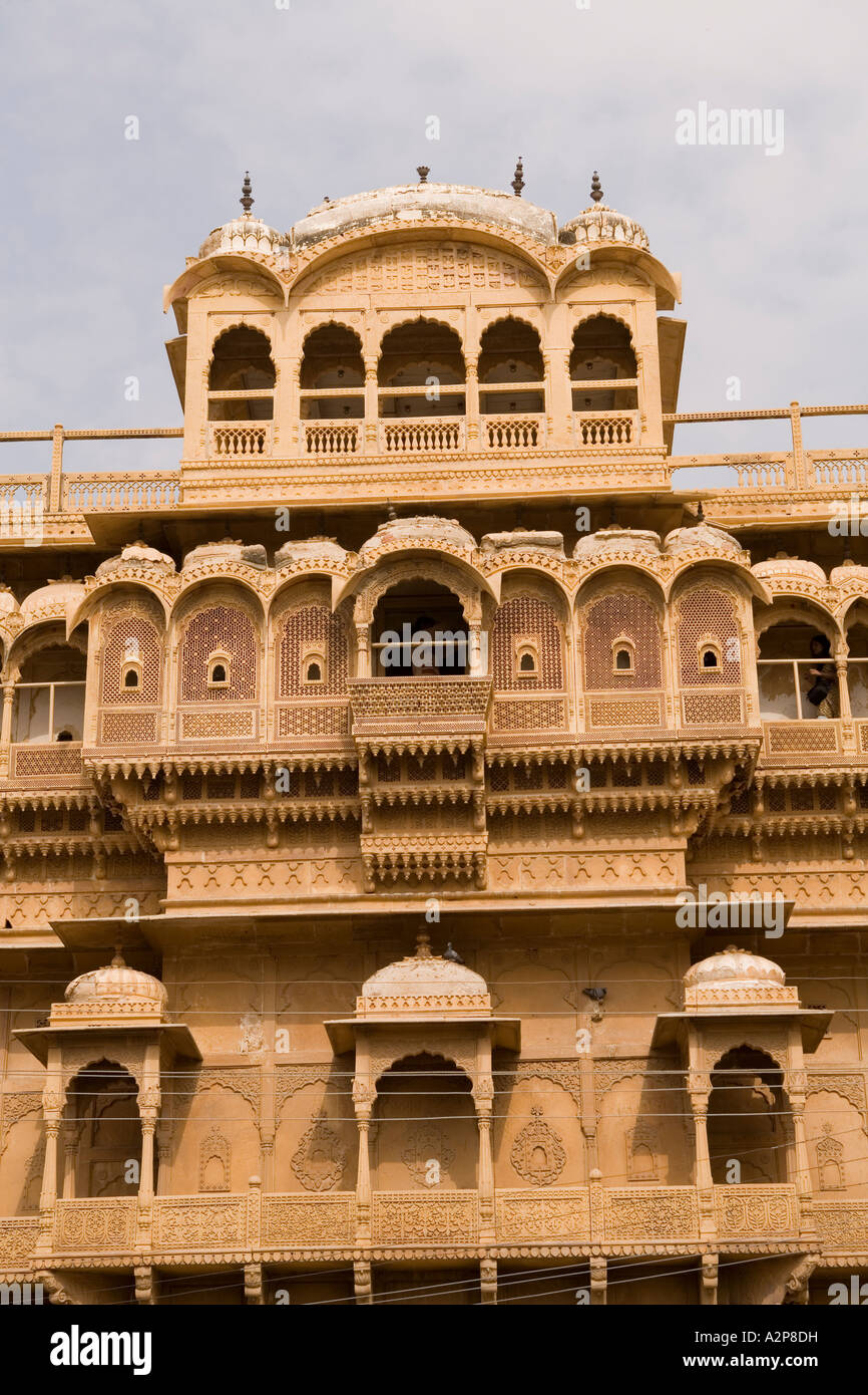 India Rajasthan Jaisalmer Fort Rajmahal la storia di sette Maharajas palace dettaglio Foto Stock