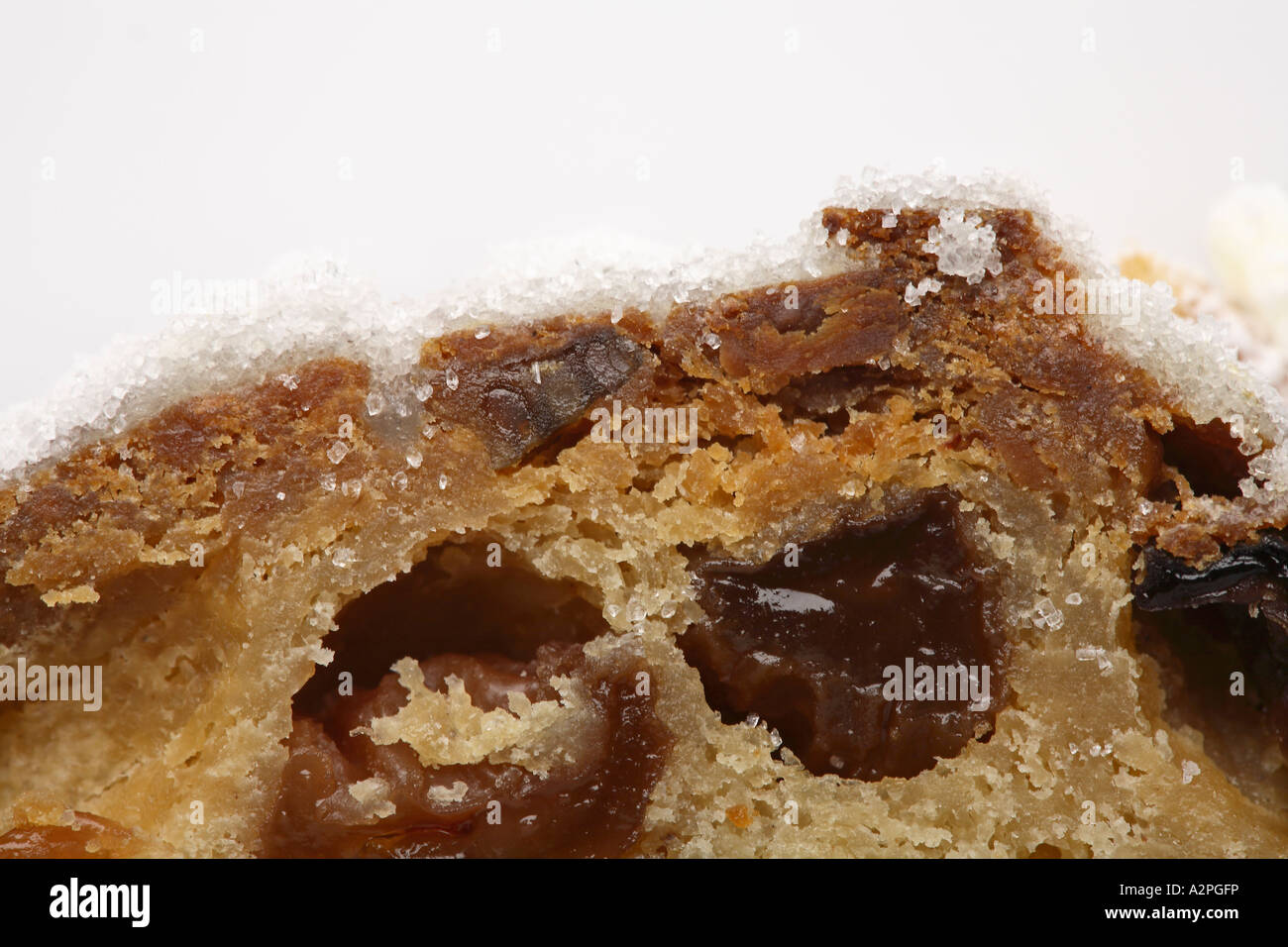 Close up di un tradizionale Natale tedesco stollen secco torta di frutta Foto Stock