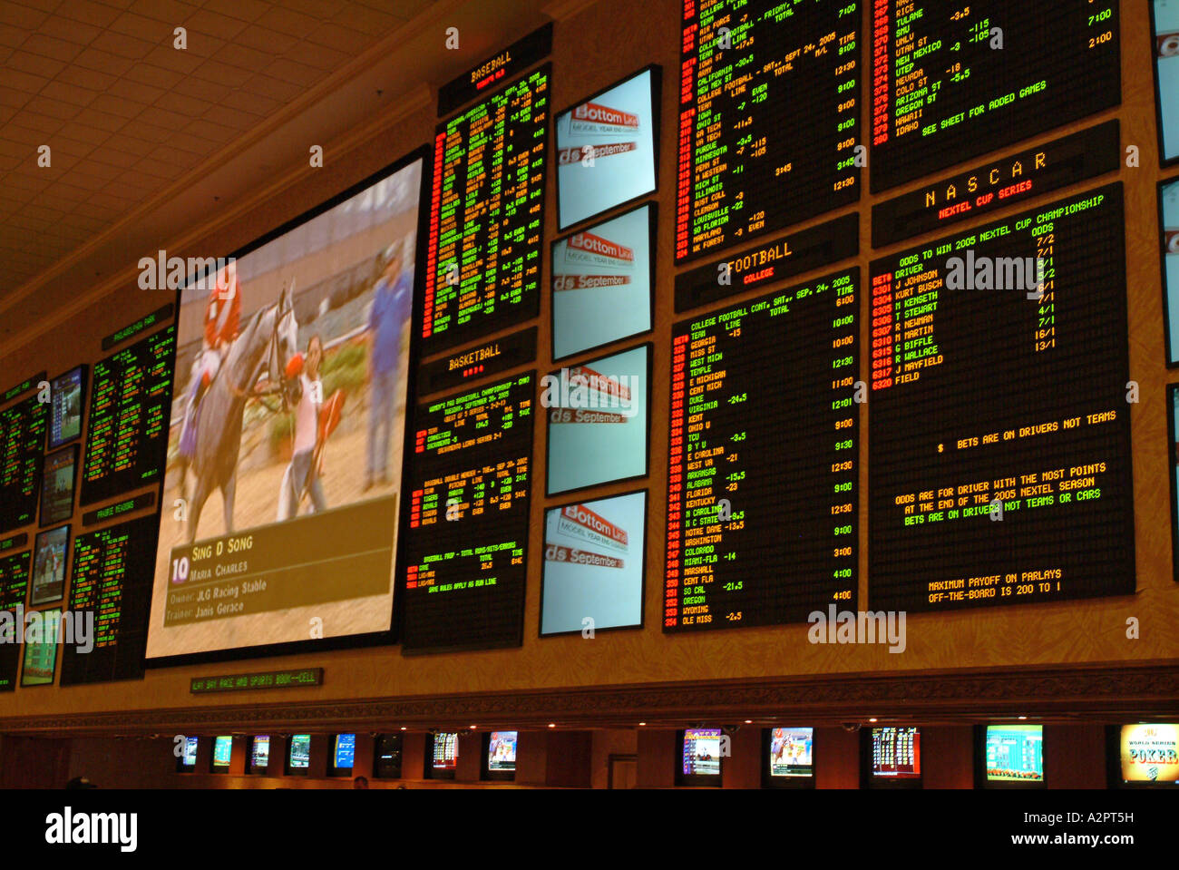 Mandalay Bay di corse e sport display prenotazione presso il casino OTB Off Track Betting Foto Stock