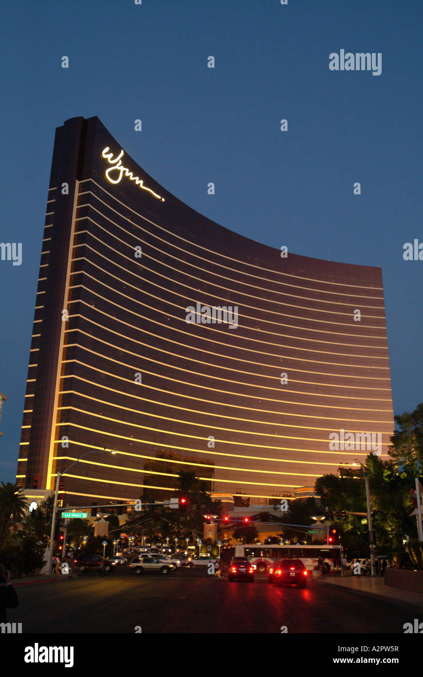 L'Hotel Wynn su Las Vegas Blvd al crepuscolo Foto Stock