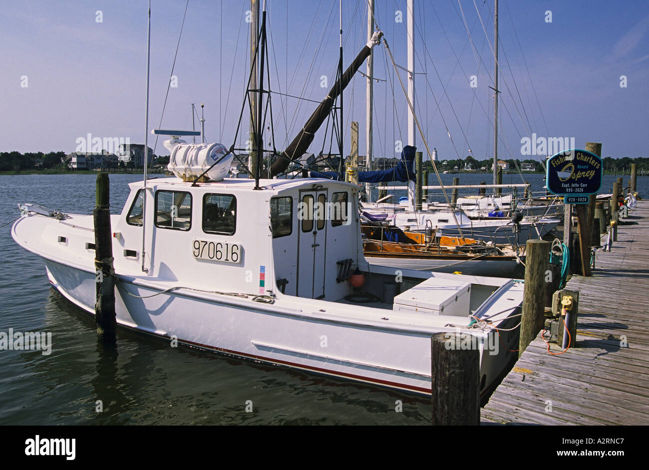 North Carolina Outer Banks Cape Hatteras National Seashore Ocracoke Island charter barche da pesca Foto Stock