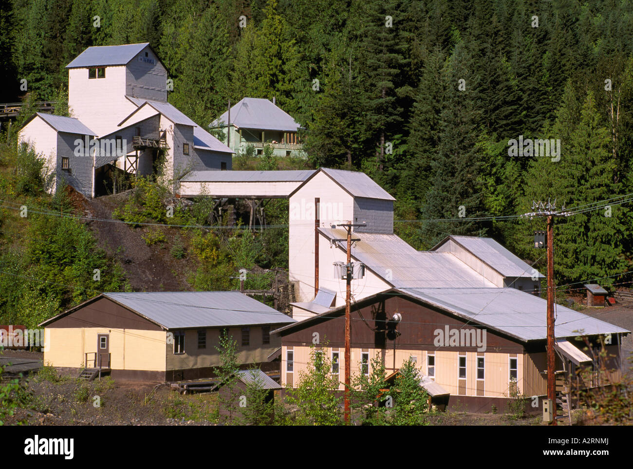 Sandon, BC, British Columbia, Canada - Klondike miniera di argento, un campo di minatori in Slocan Valley, Regione di Kootenay Foto Stock