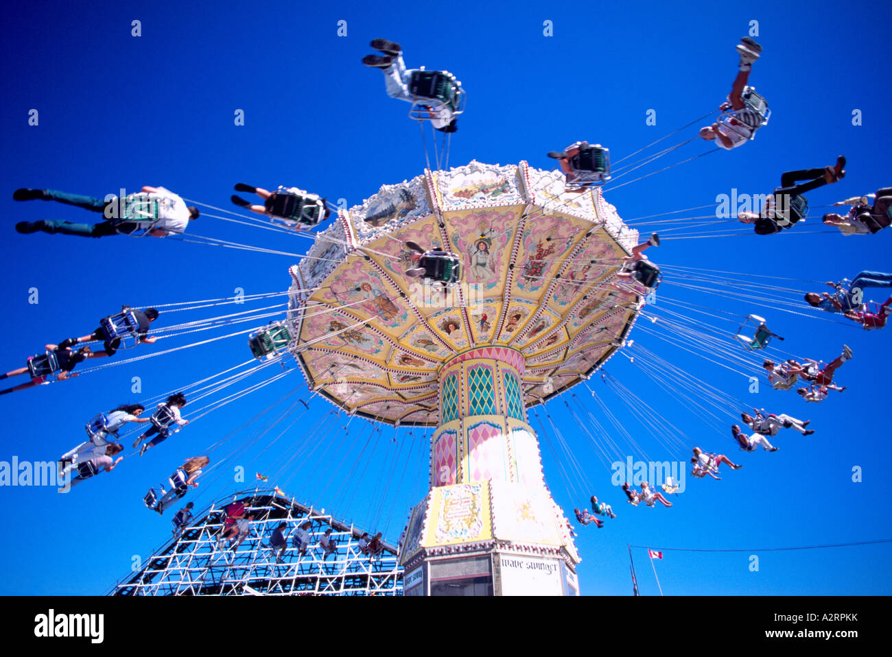 'Wave Swinger' parco dei divertimenti di cavalcare a Playland, Pacific National Exhibition (PNE), Vancouver, BC, British Columbia, Canada Foto Stock