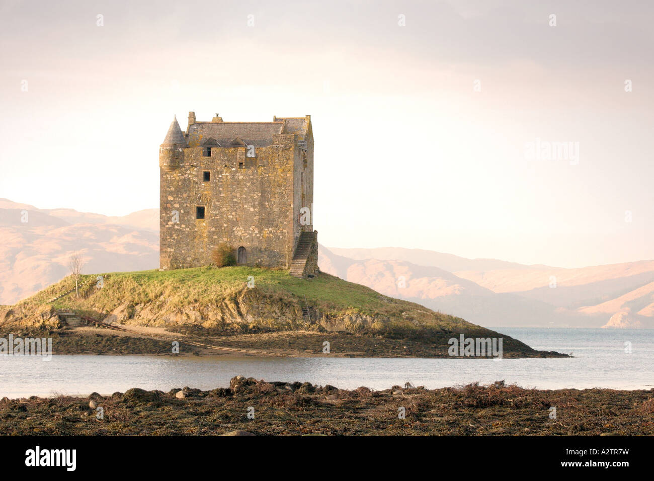 Castle Stalker, Loch Linnhe ,vicino a Port Appin, Scozia Foto Stock