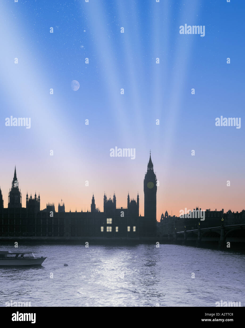 GB - LONDRA: Case del Parlamento di notte Foto Stock