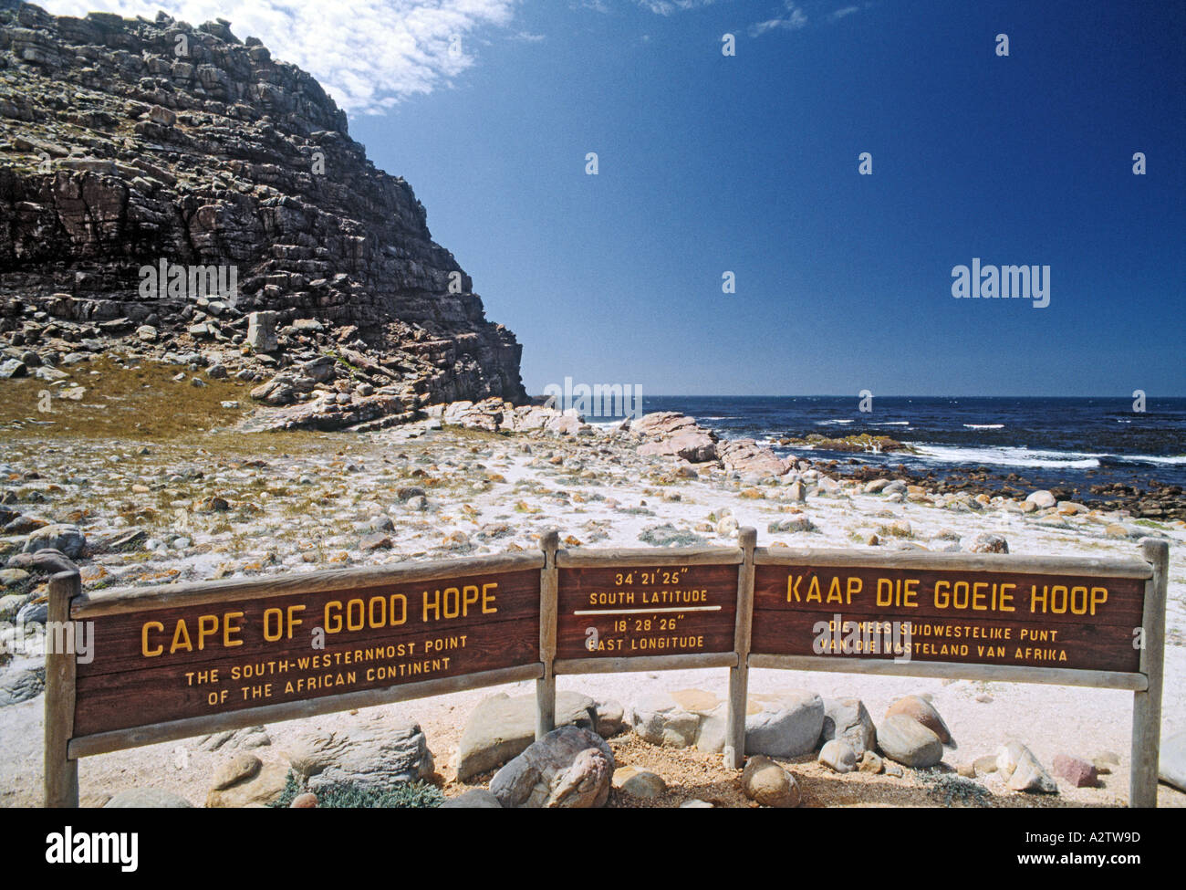 Capo di Buona Speranza, Sud Africa. La maggior parte sud-occidentale del continente africano. Foto Stock
