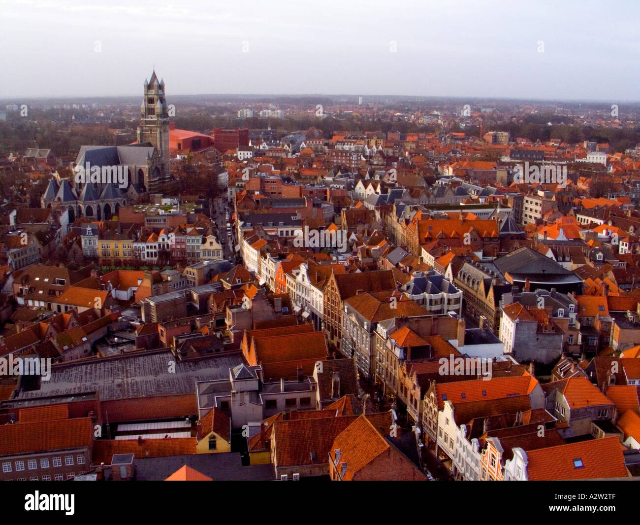 Vista aerea della città di Bruges Belgio Foto Stock