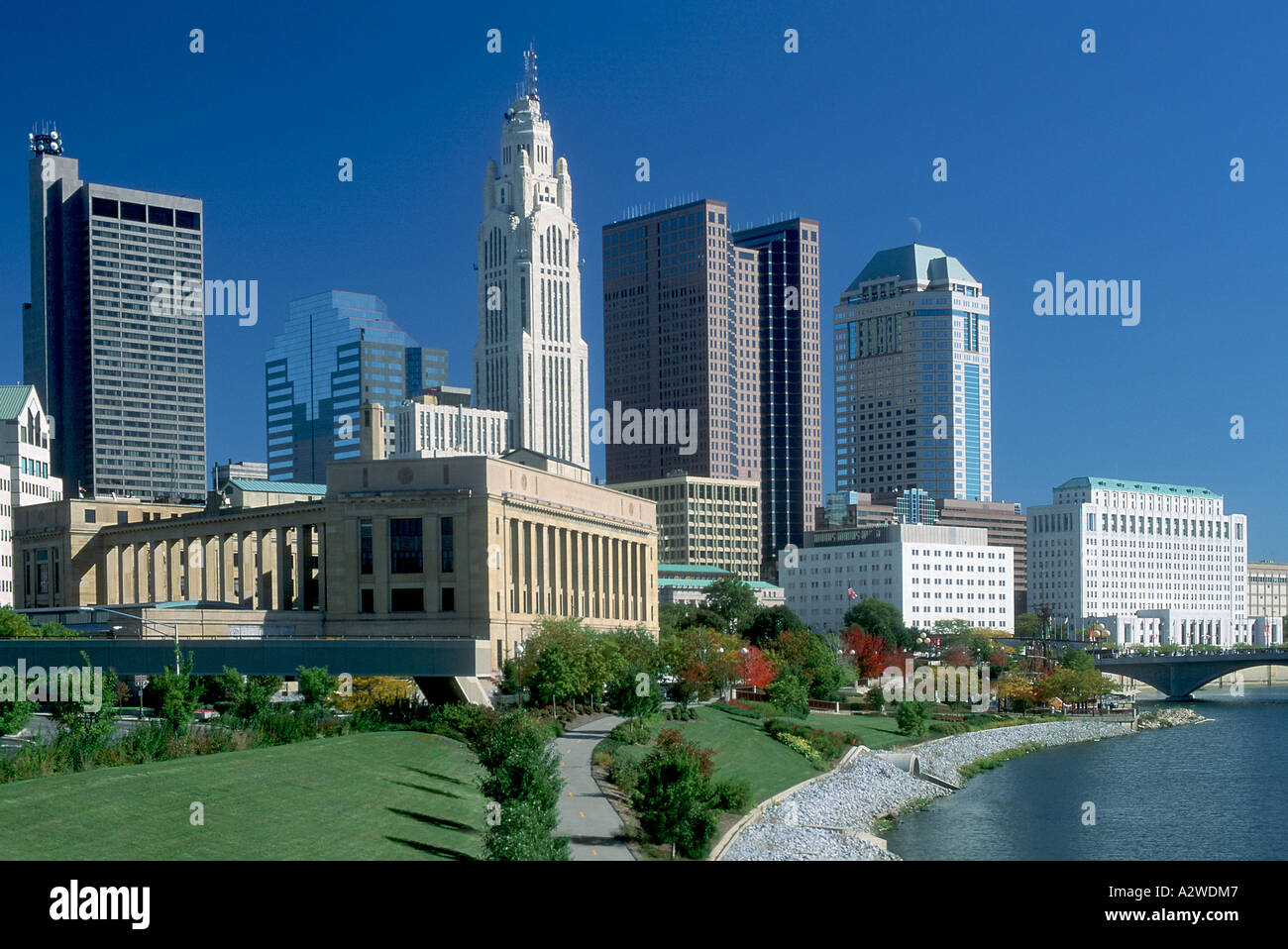 Columbus Ohio skyline con costruzione federale e stato di diversi edifici governativi Foto Stock