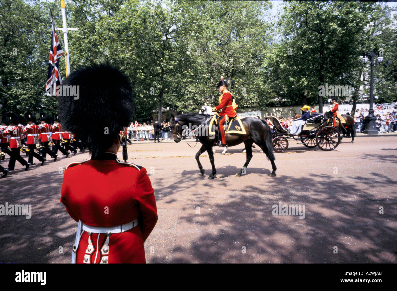 Trooping il colore westminster london Foto Stock