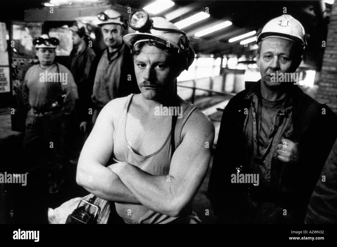 I minatori a Cotgrave Pitt, Nottinghamshire. 1992 Foto Stock