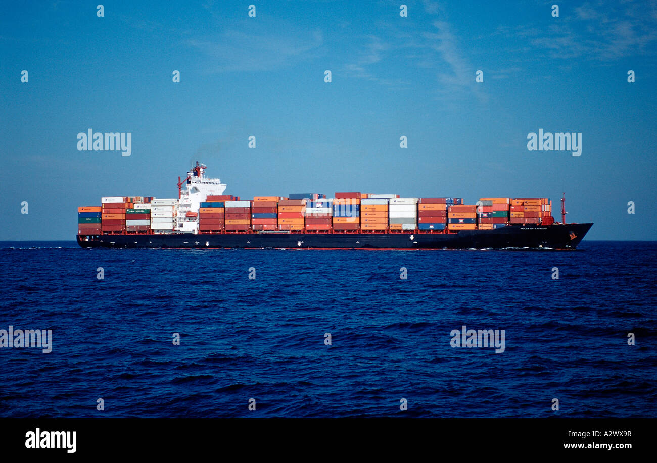 Contenitore nave USA California oceano pacifico Foto Stock