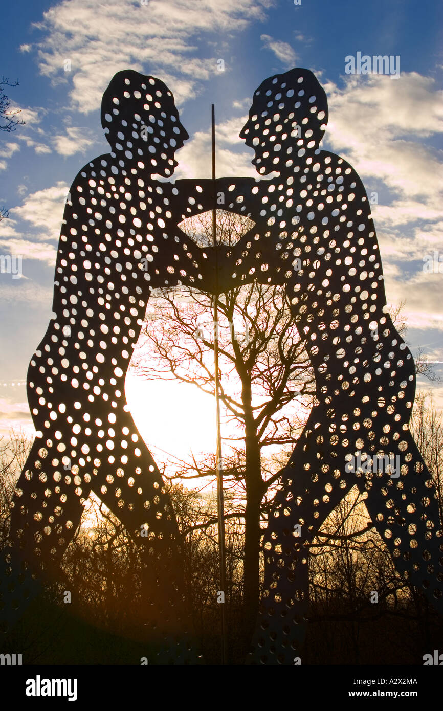 Yorkshire Sculpture Park, West Bretton, Wakefield molecola Man 1+1+1 1990 Jonathan Borofsky Foto Stock
