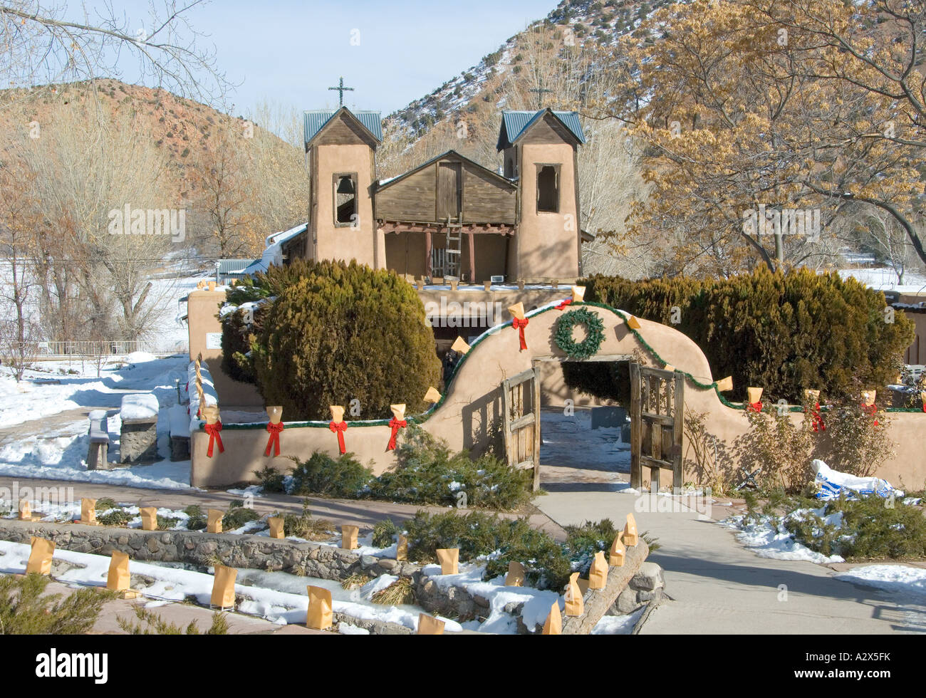 Santuario di Chimayo, Nuovo Messico a Natale 3 Foto Stock