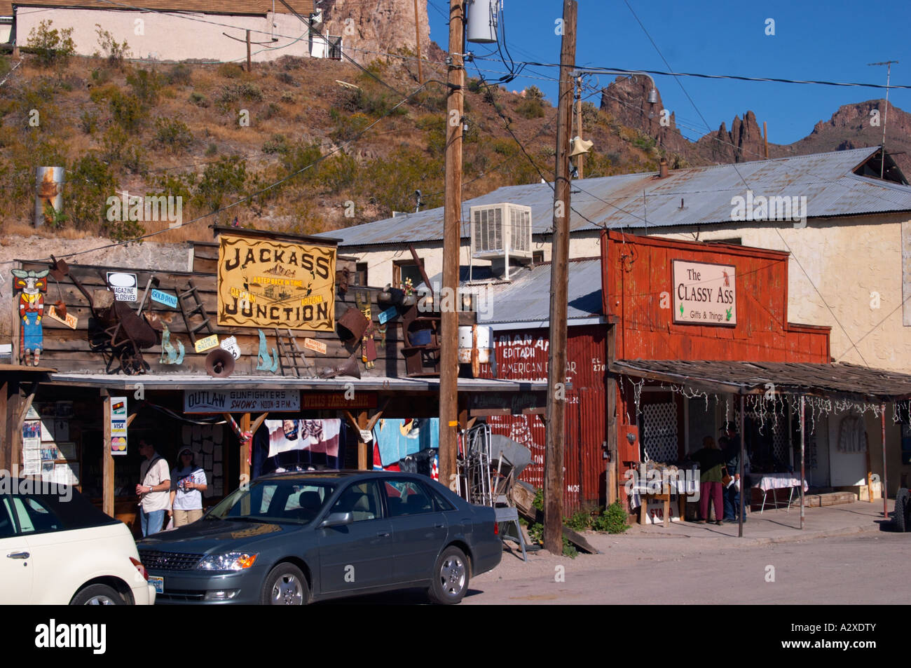 Oatman Town Off Route 66 città mineraria Main Street Arizona USA Foto Stock