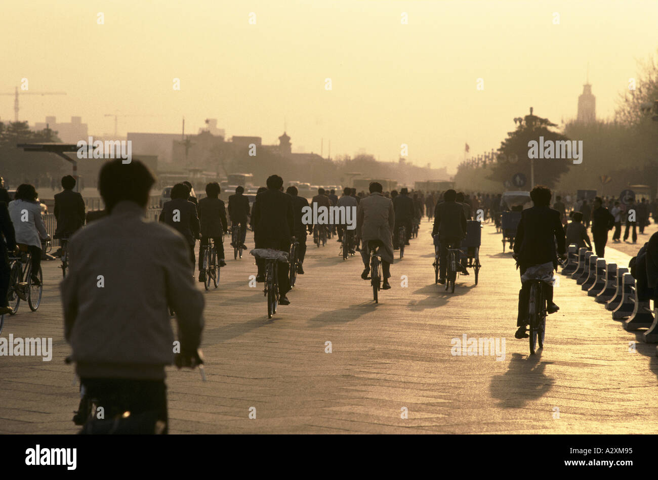 I ciclisti in Cina a Shanghai Foto Stock