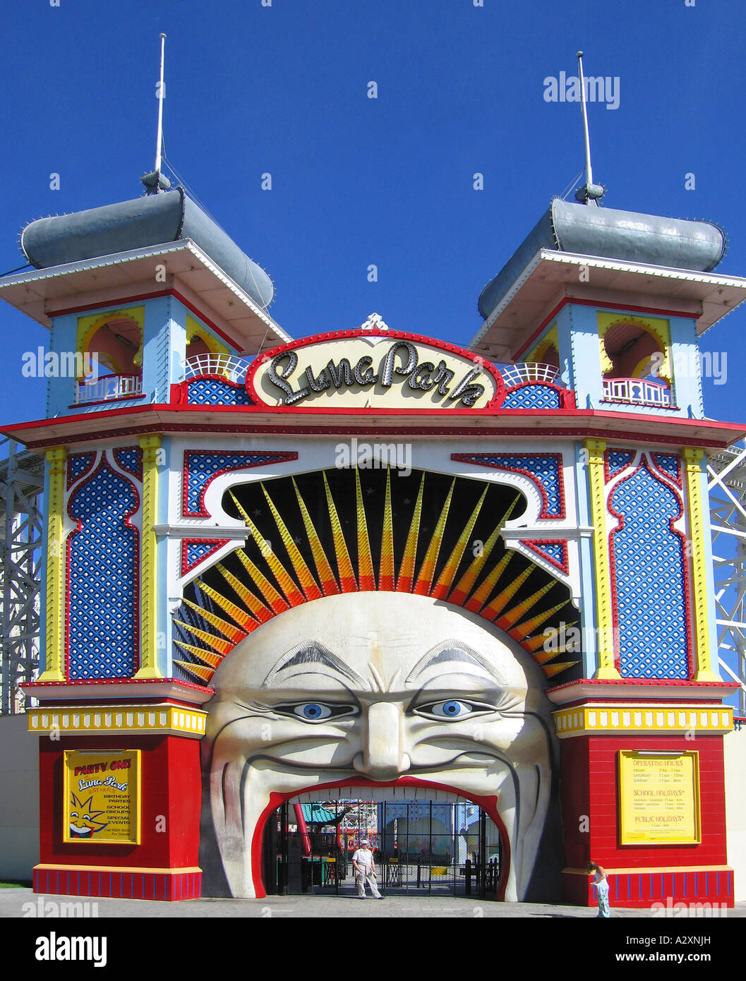 Melbourne St saint kilda luna park di entrata al parco di divertimenti Foto Stock