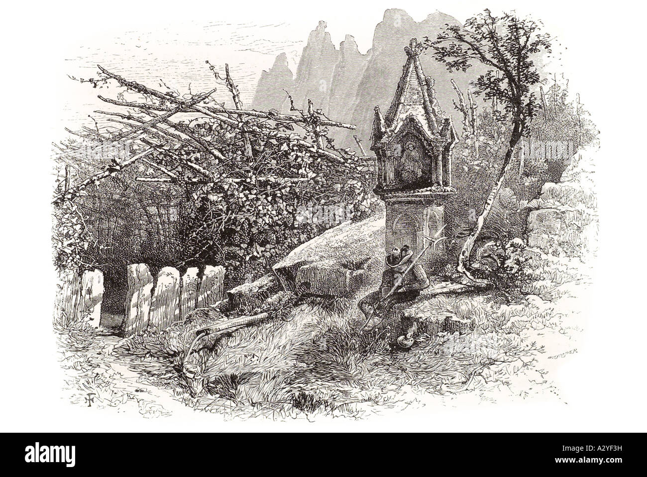 Bolzano Bolzano Alto Adige Italia Italiano e veneziano La gamma della montagna di vite uomo vino Alto Adige coltivare proteggere monumento pa cristiana Foto Stock