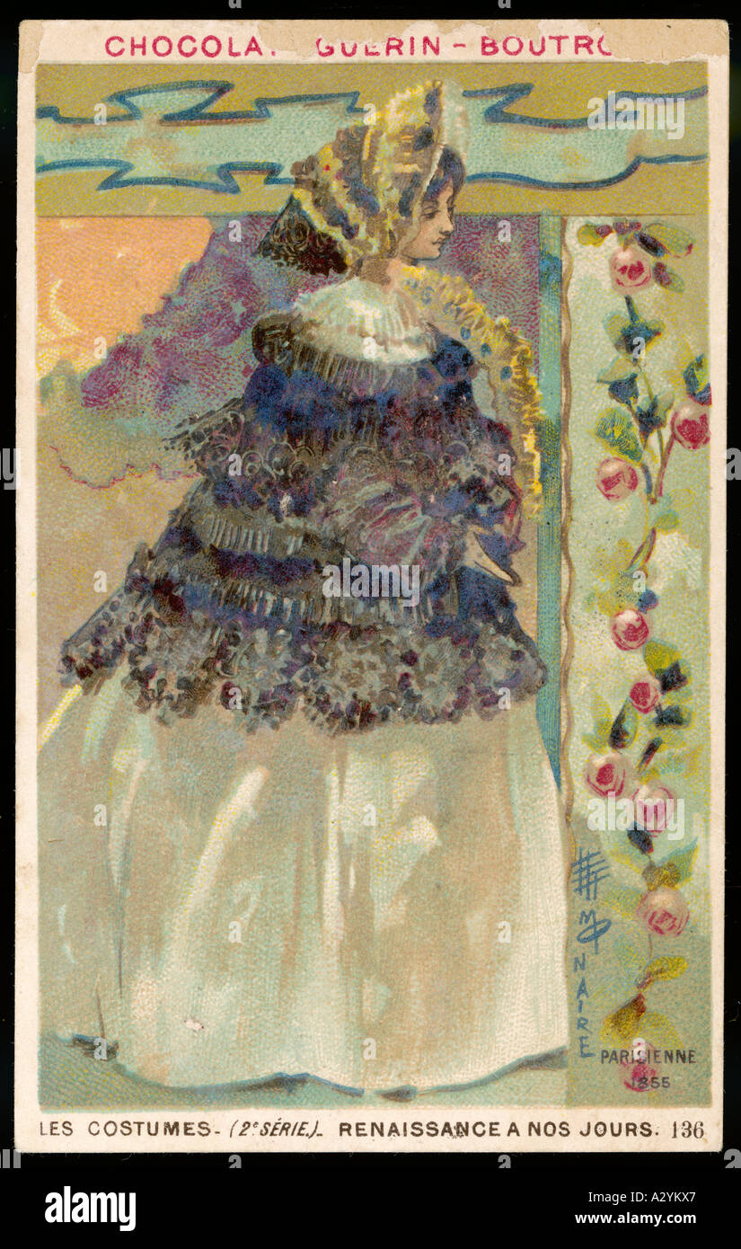 Donne in costume francese1855 Foto Stock