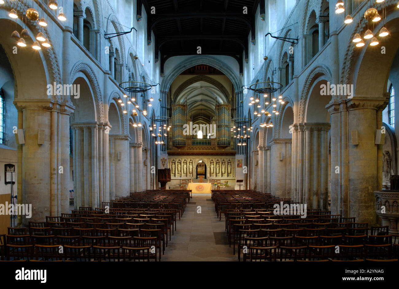 Interno della Cattedrale di Rochester nel Kent. Foto Stock